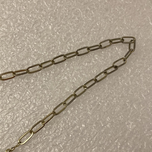 Geometric Blue Green Faceted Crystals Gold Tone Open Oval Link Chain Necklace - Picture 10 of 15